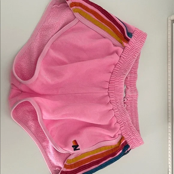 Aviator Nation Pink Shorts with Rainbow Stripes - Picture 2 of 5